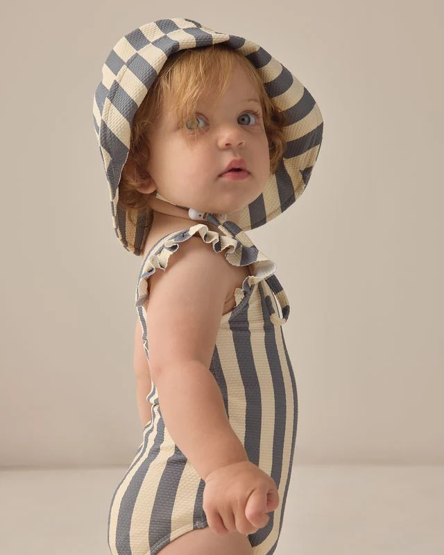 Scoop Back One-Piece Swimsuit - Retro Ocean Stripe by Quincy Mae - Image 6
