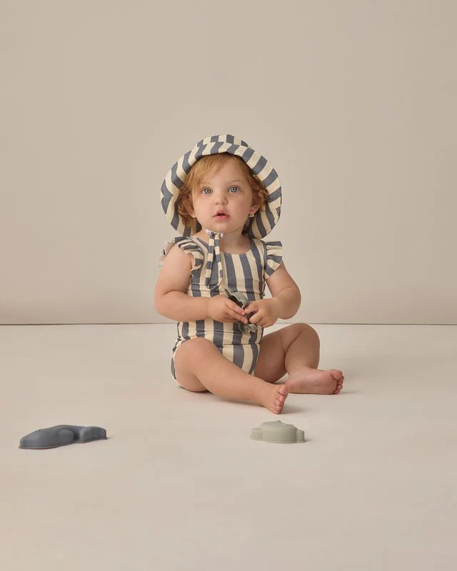 Scoop Back One-Piece Swimsuit - Retro Ocean Stripe by Quincy Mae - Image 8