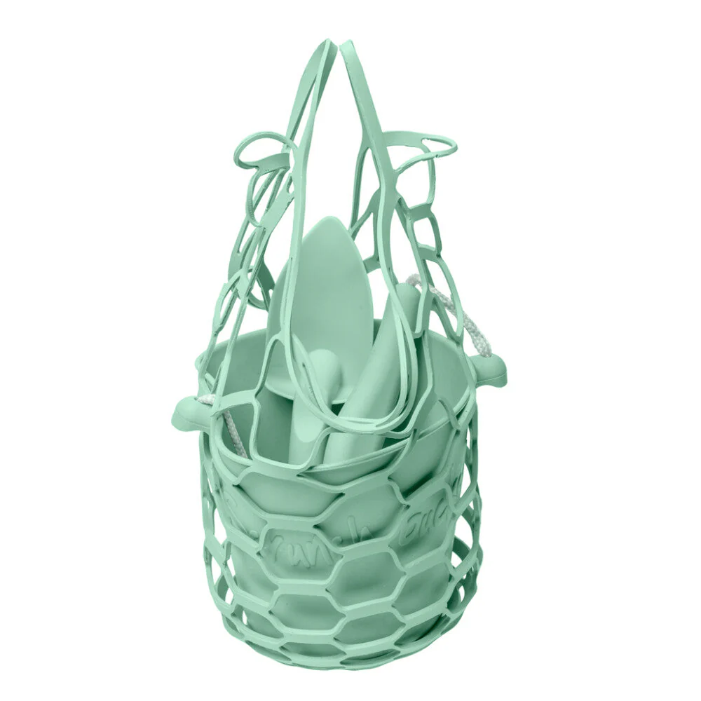 Scrunch Beach Set (Bucket, Spade and Beach Bag) - Mint Green by DAM - Image 2
