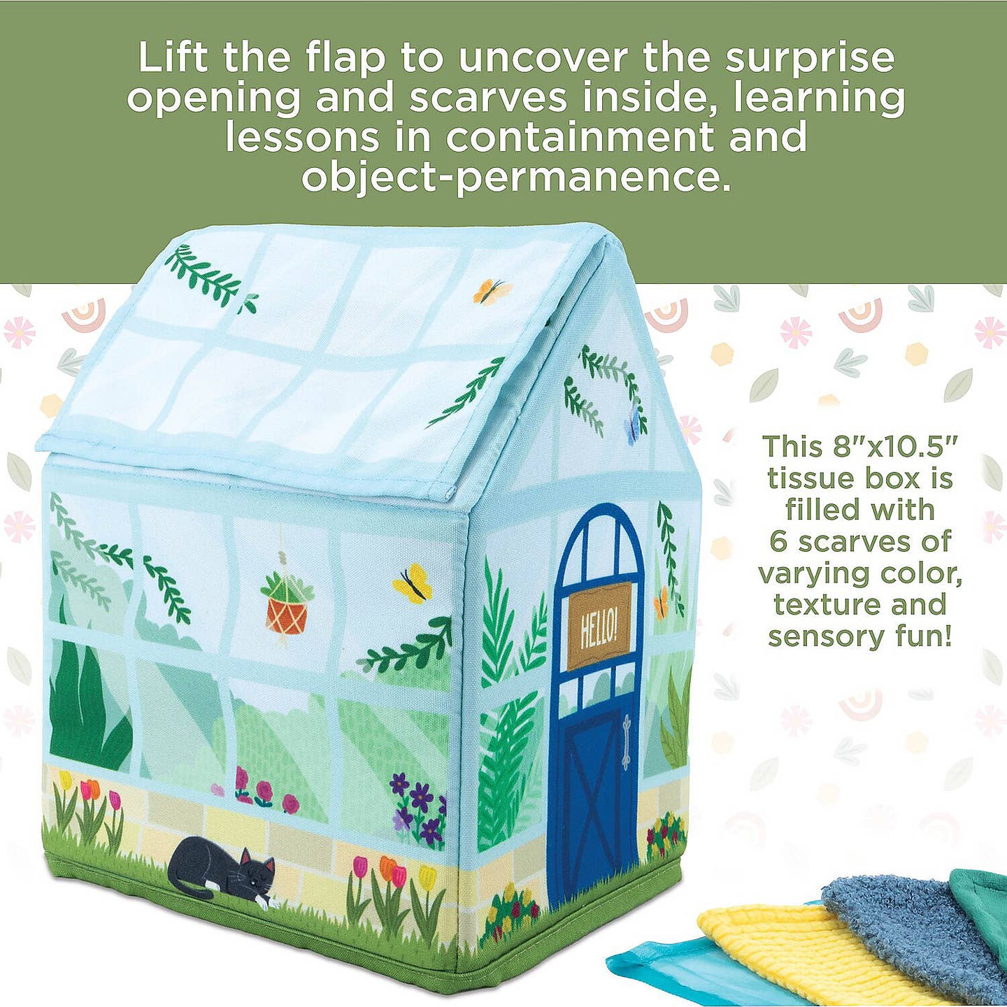 Sensory Sprouts Peek & Pull Baby Tissue Box Toy by Mindware - Image 5