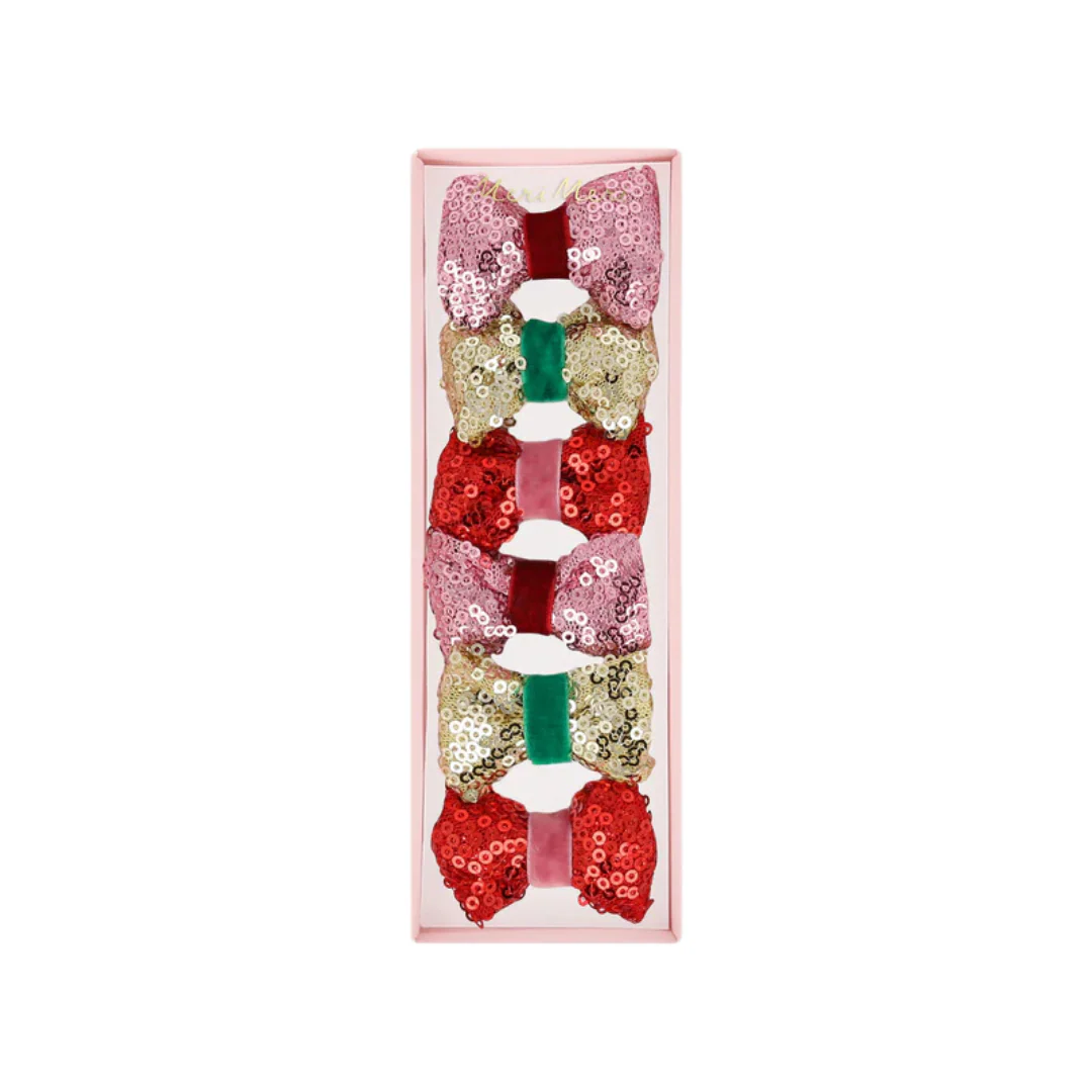 Sequin & Velvet Mini Bow Hairclips by Meri Meri - FINAL SALE
