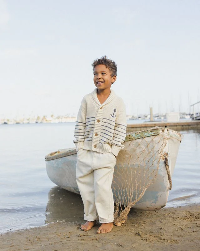 Shawl Cardigan - Natural & Marine by Rylee + Cru - Image 3