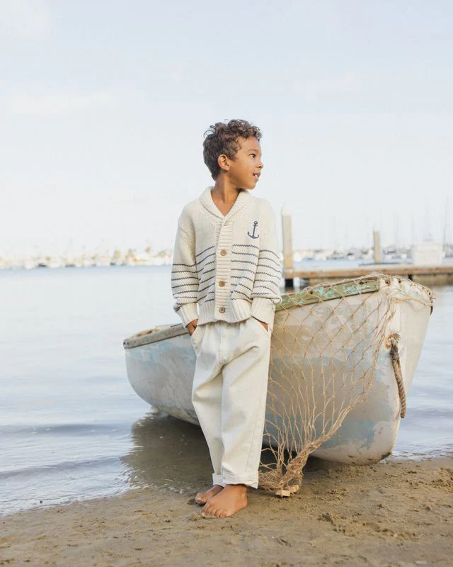 Shawl Cardigan - Natural & Marine by Rylee + Cru - Image 4