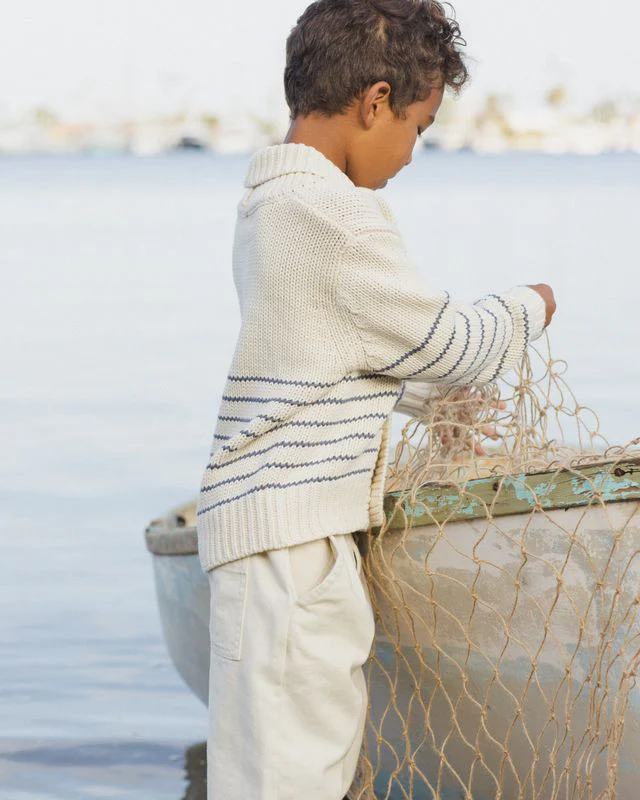 Shawl Cardigan - Natural & Marine by Rylee + Cru - Image 5