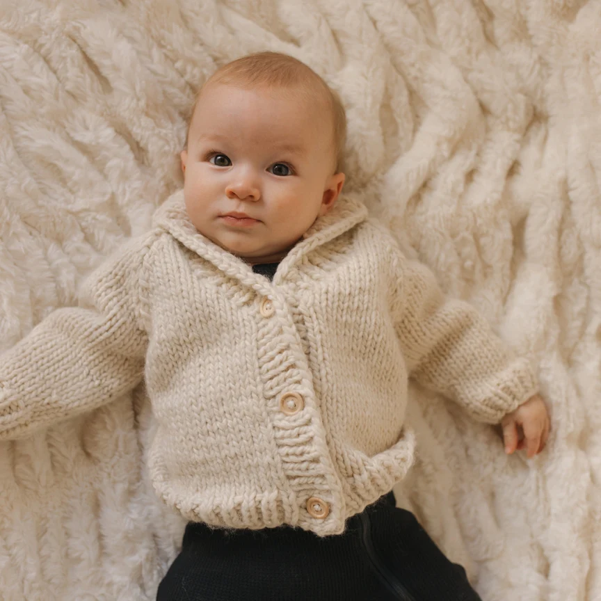 Shawl Collar Cardigan Sweater - Natural by Huggalugs - Image 3