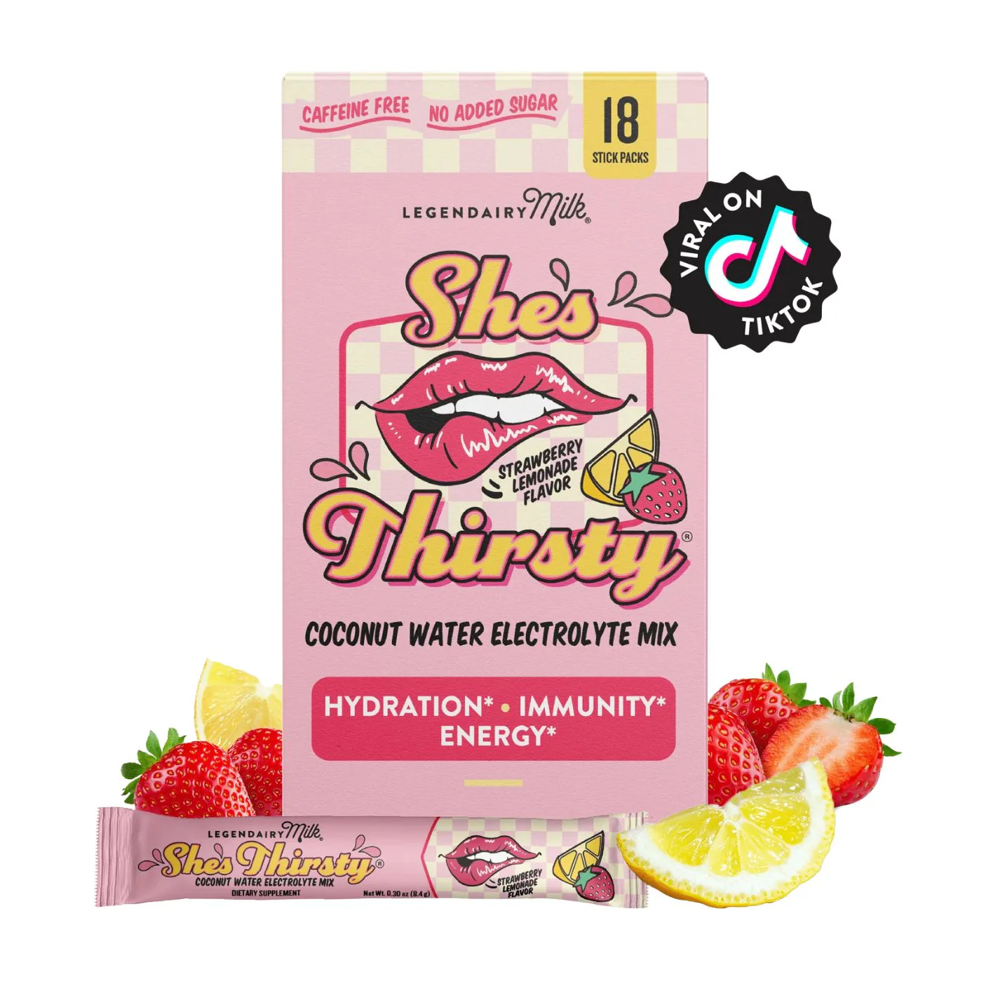 She’s Thirsty Coconut Water Electrolyte Mix - Strawberry Lemonade by Legendairy Milk