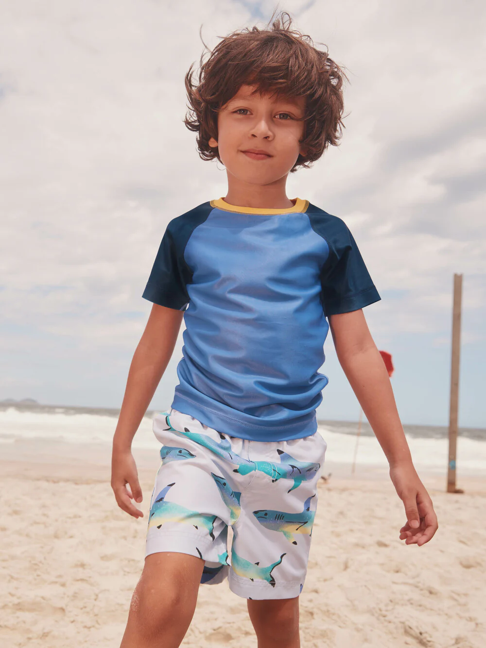 Short Sleeve Rash Guard - Blue Yarrow by Tea Collection - FINAL SALE - Image 4