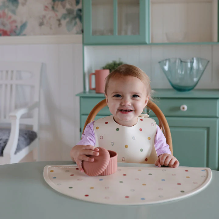 Silicone Baby Bib - Smiley Face by Mushie & Co - Image 2