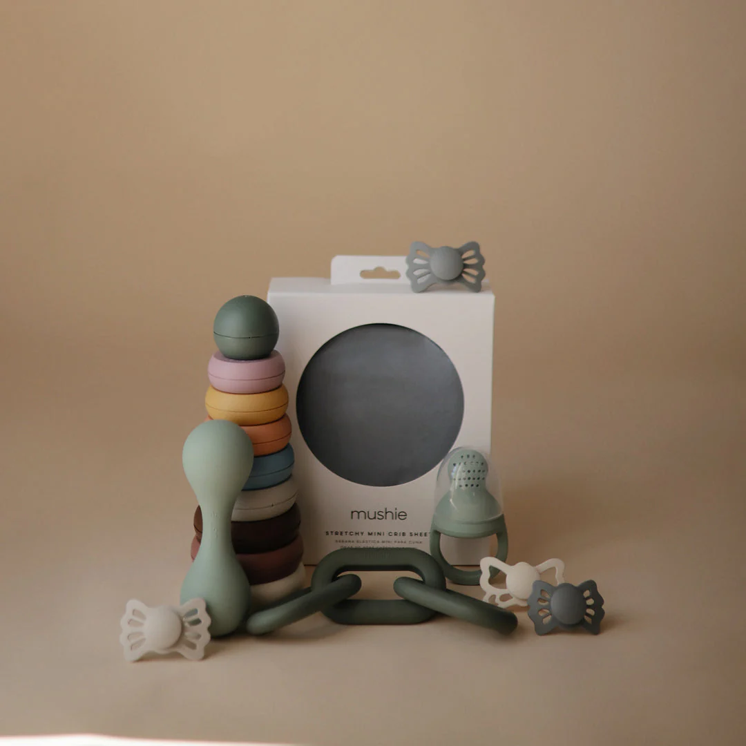 Silicone Baby Rattle Toy - Cambridge Blue by Mushie & Co - Image 6