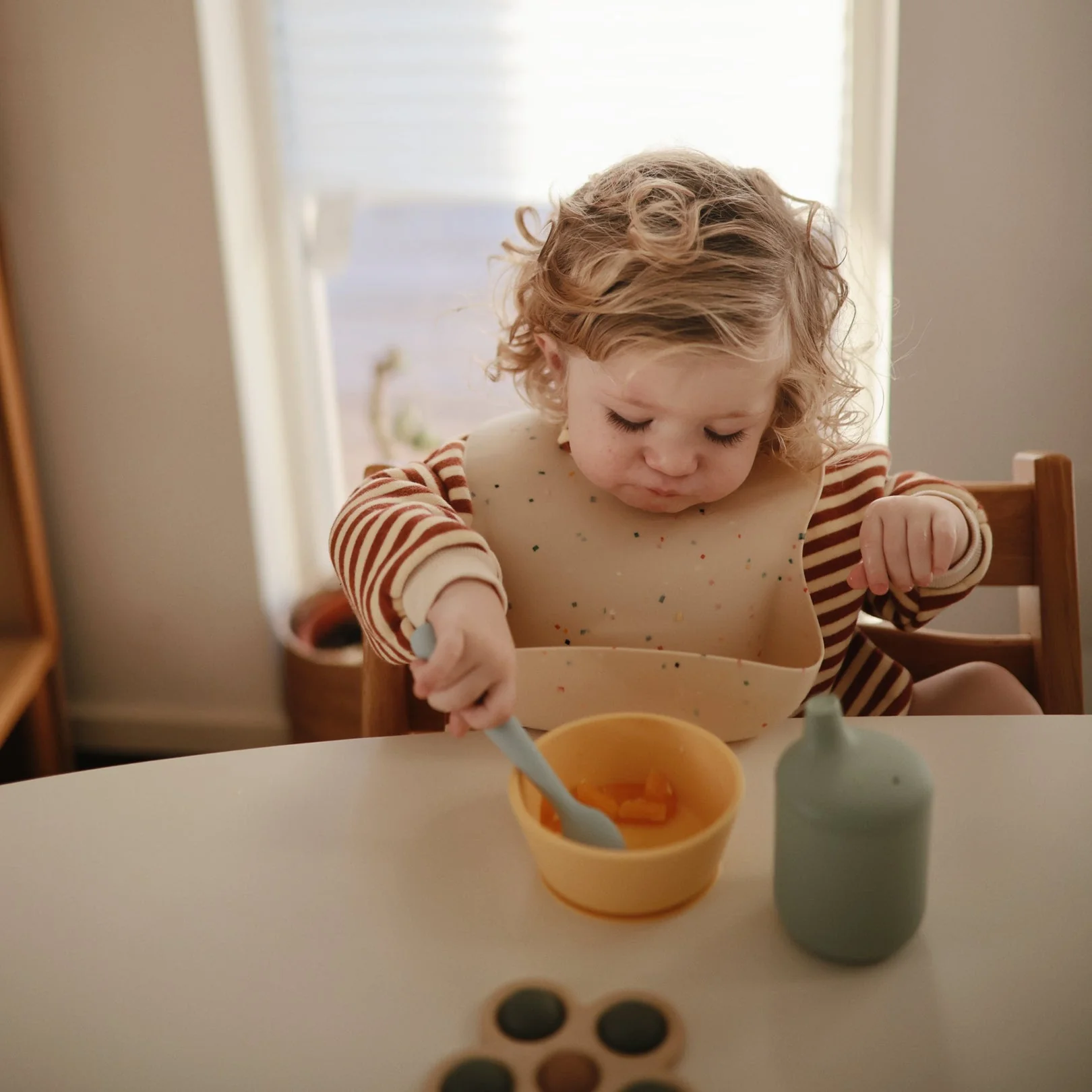 Silicone Feeding Spoons 2 Pack - Cambridge Blue/Shifting Sand by Mushie & Co - Image 2