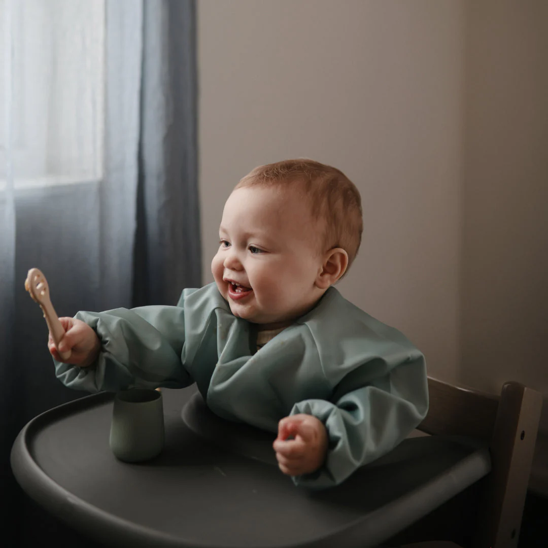 Silicone First Feeding Baby Spoons 2-Pack - Blush/Shifting Sand by Mushie & Co - Image 2