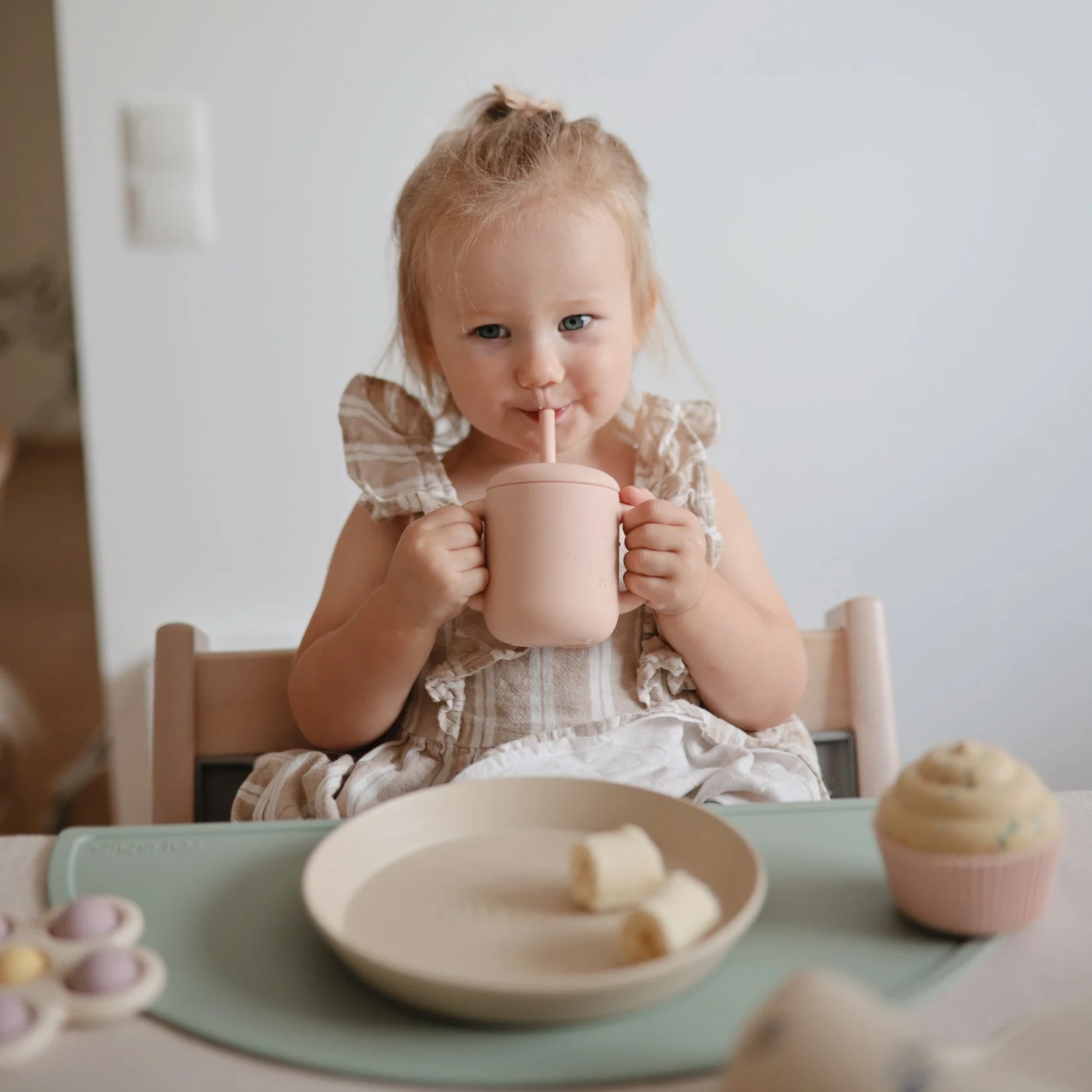 Silicone Training Cup + Straw - Blush by Mushie & Co - Image 2