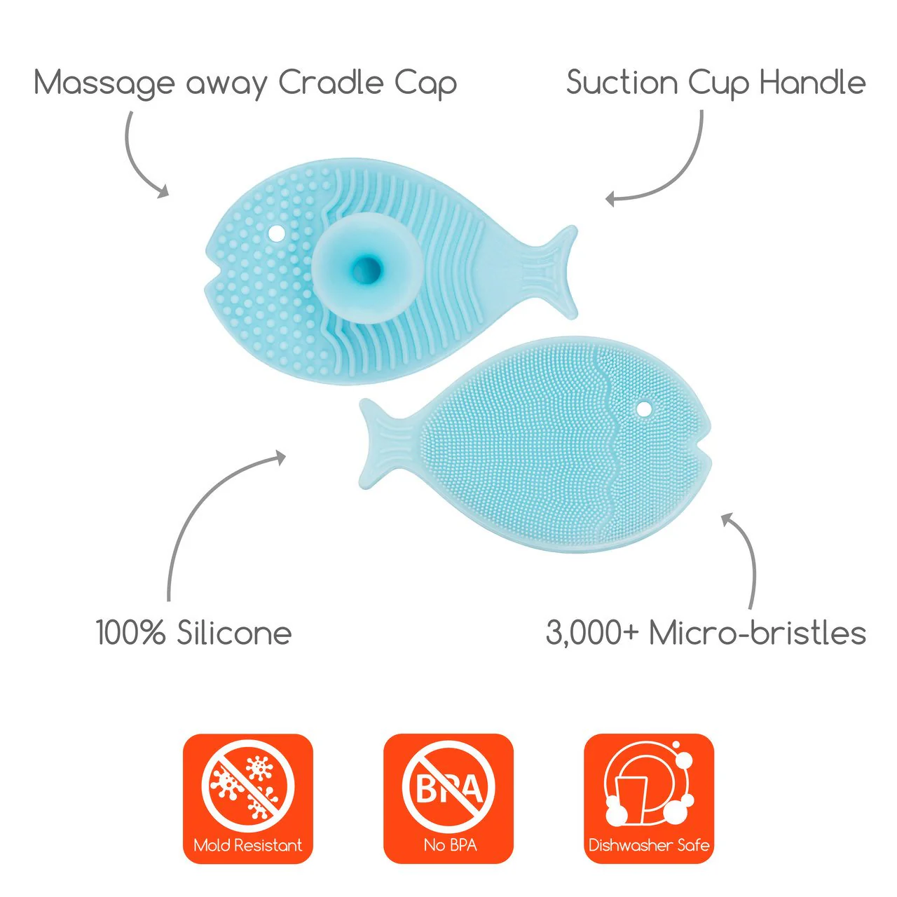 Silicone Mini Bath Scrub - Aqua Fish by InnoBaby - Image 2