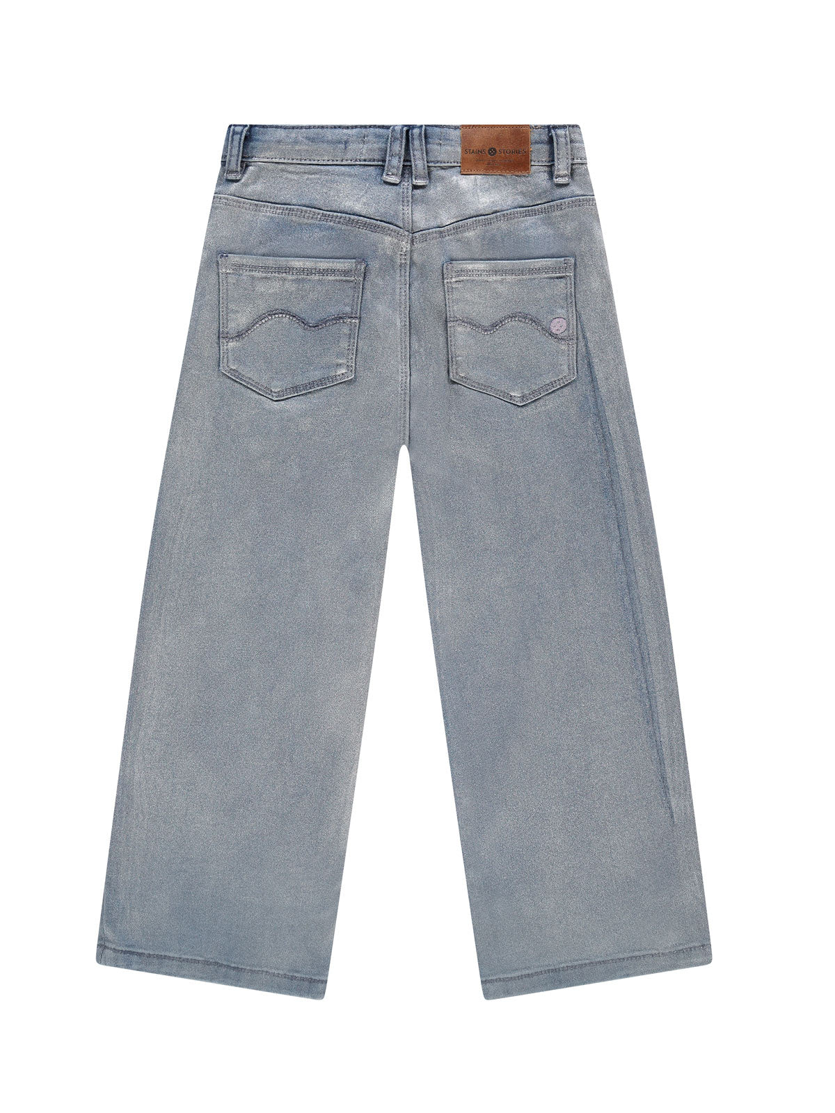 Silver Coated Wide Leg Denim Jeans by Babyface - FINAL SALE - Image 2
