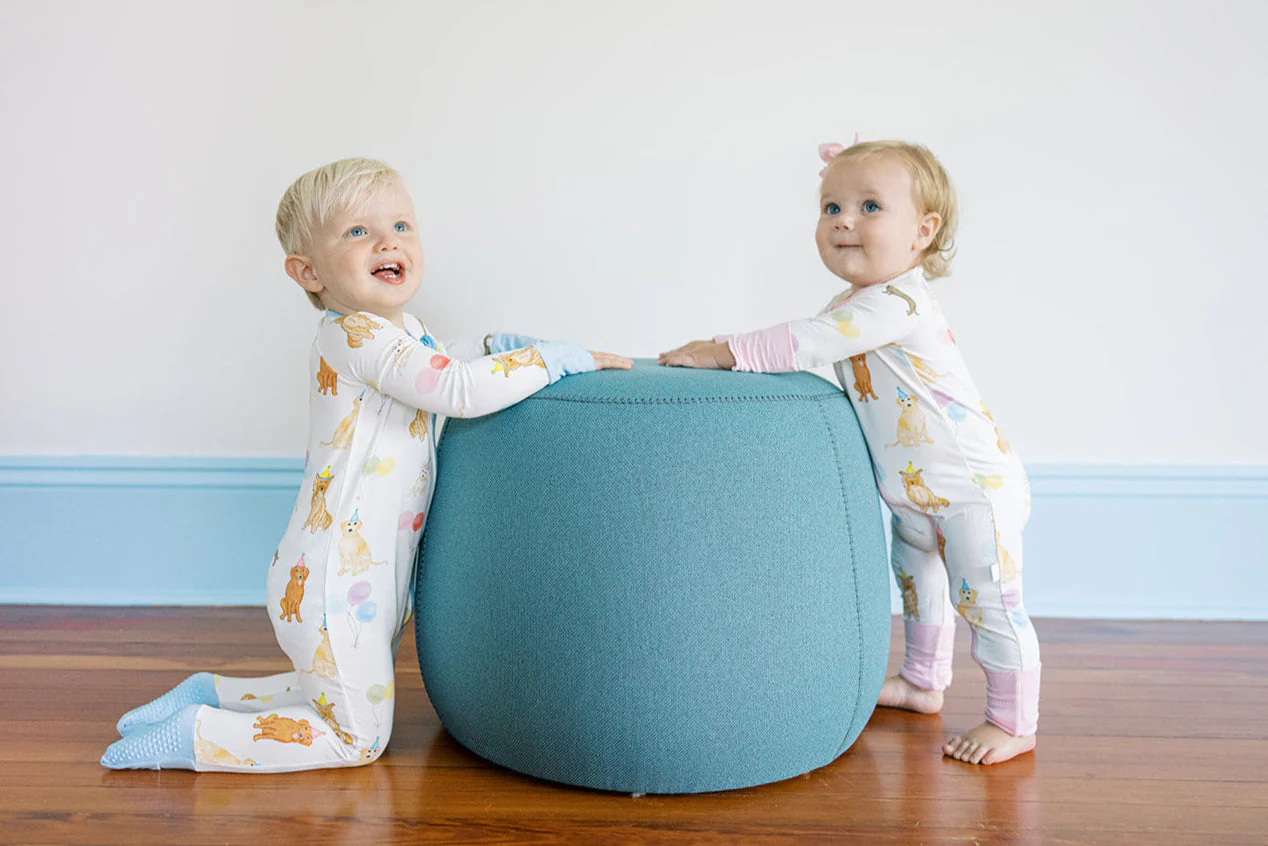 Sleep Romper - Dog Party Blue by The Uptown Baby - Image 2