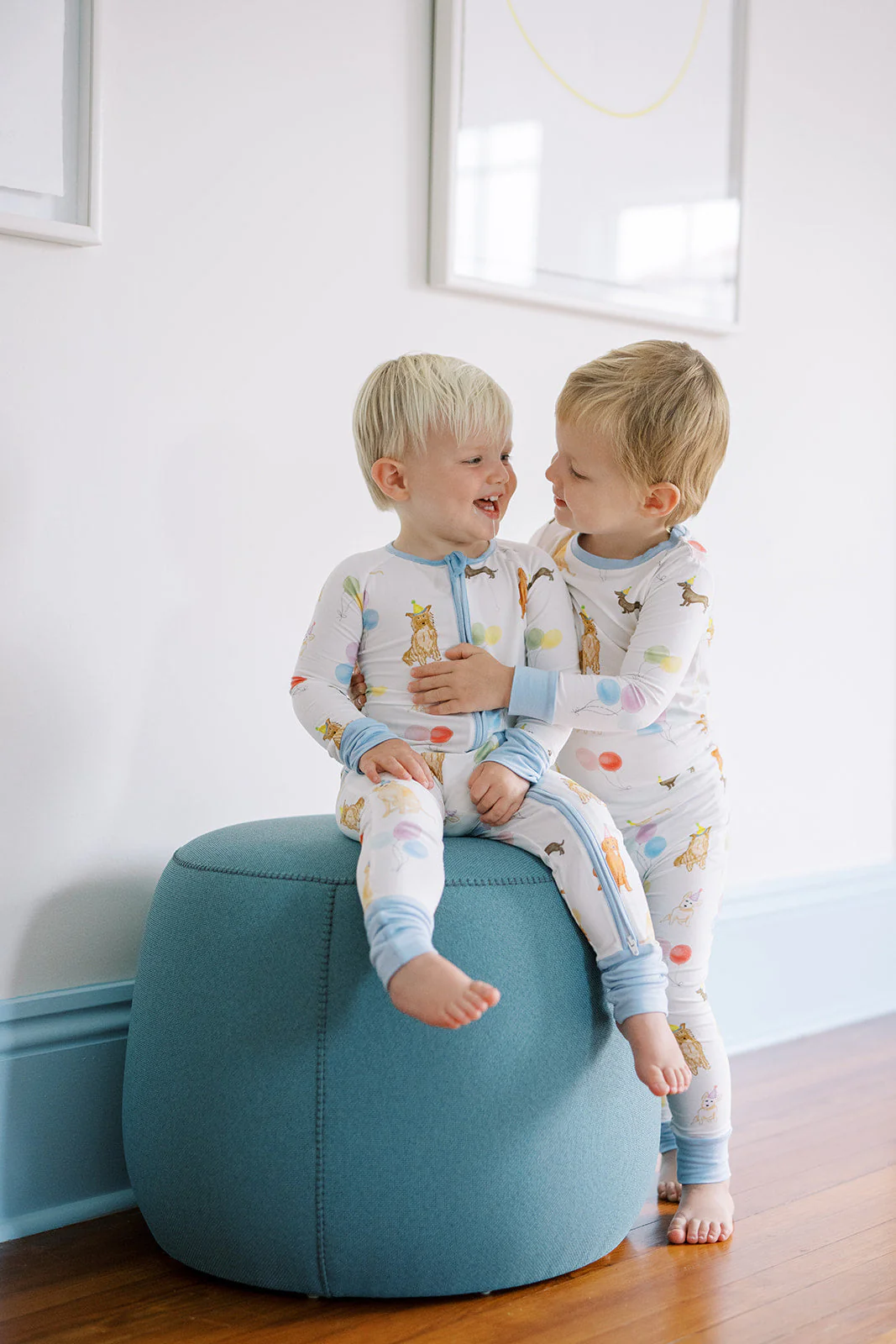 Sleep Romper - Dog Party Blue by The Uptown Baby - Image 4