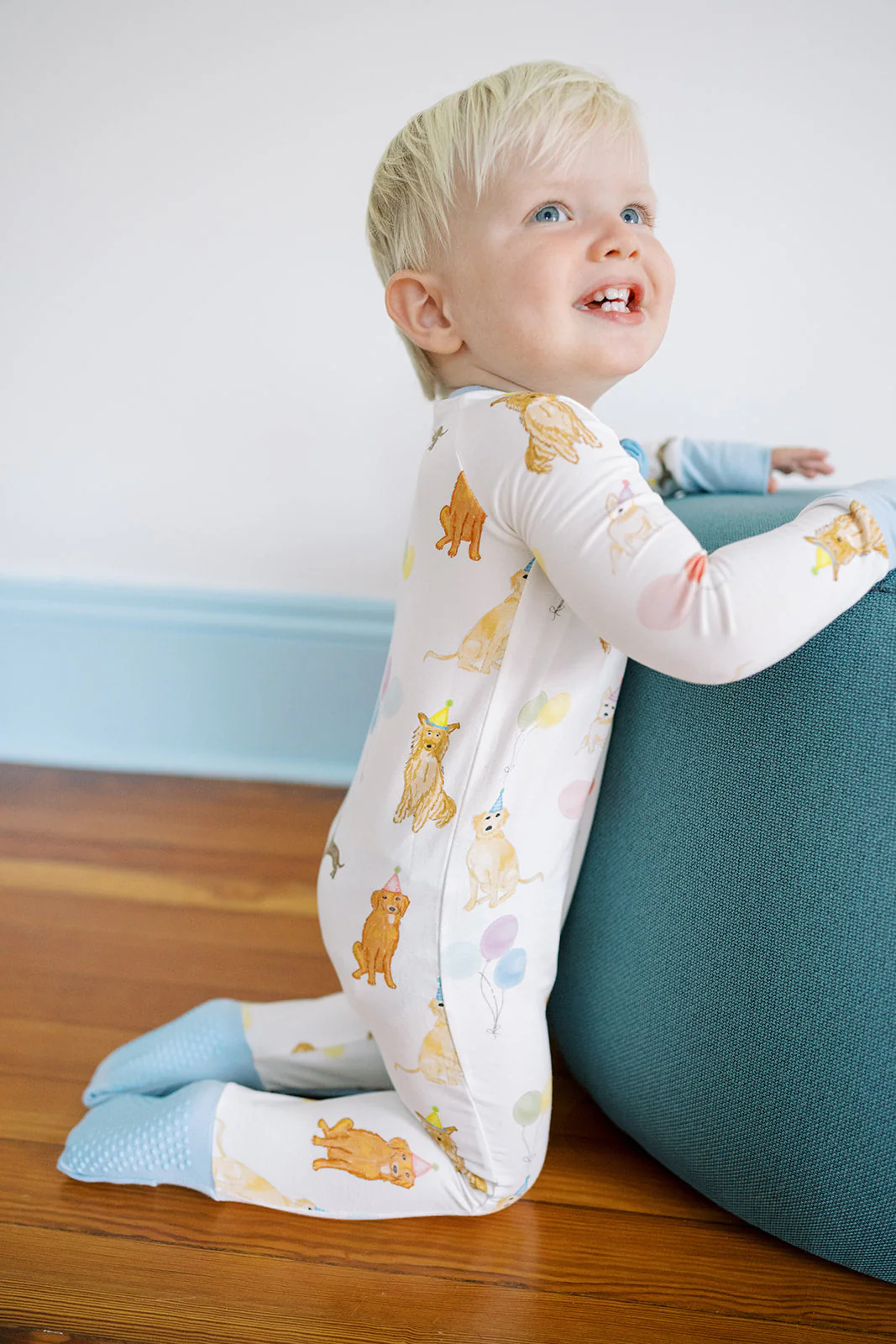 Sleep Romper - Dog Party Blue by The Uptown Baby - Image 5