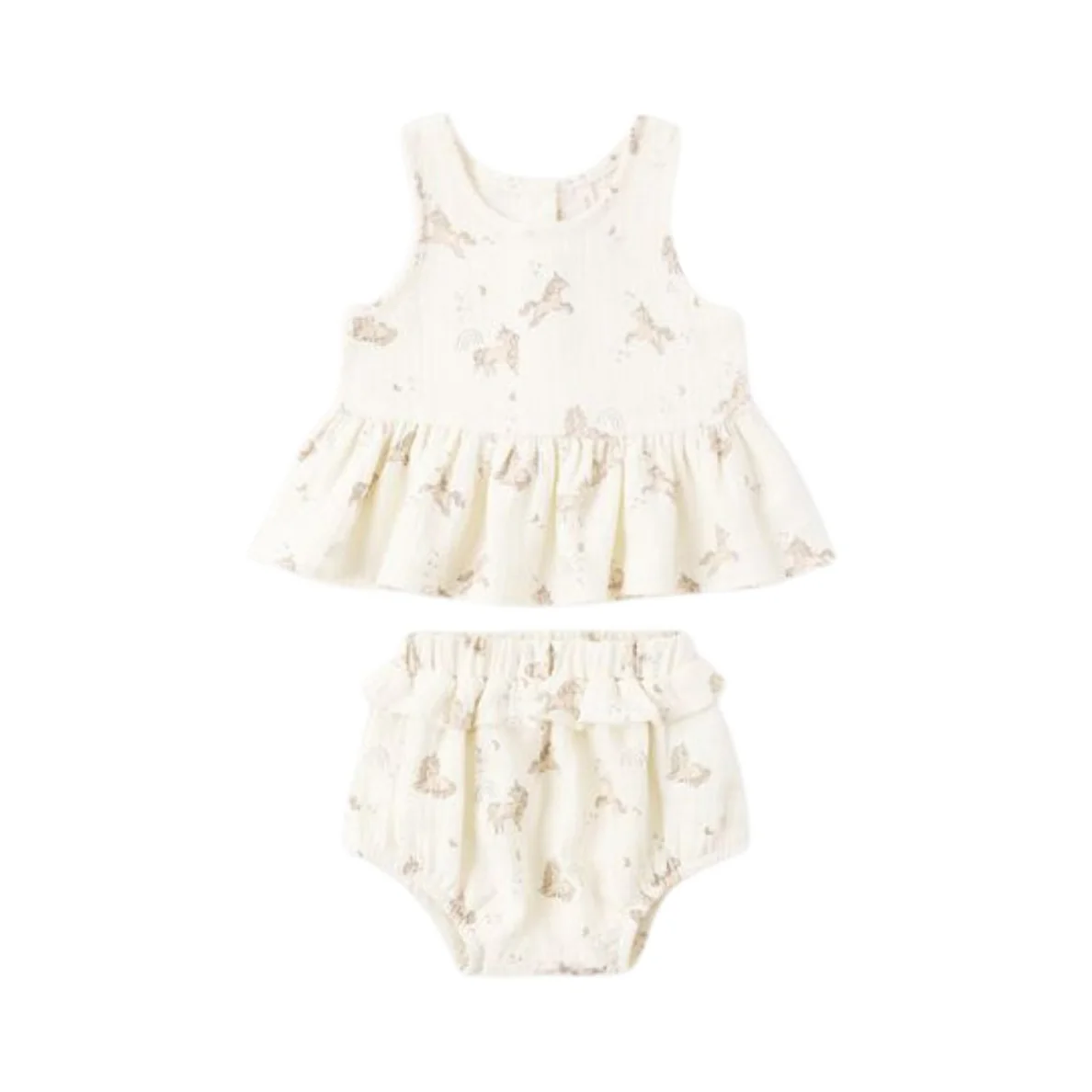 Sleeveless Peplum Set - Unicorns by Quincy Mae