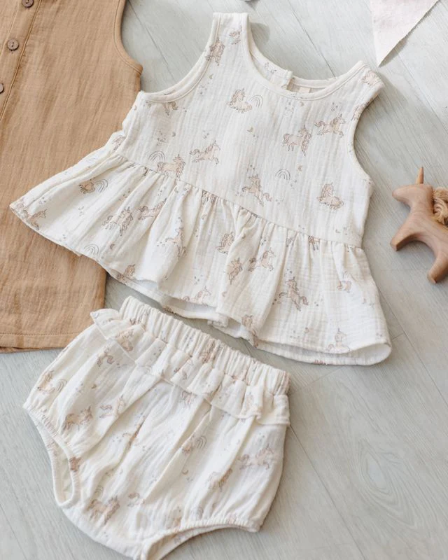 Sleeveless Peplum Set - Unicorns by Quincy Mae - Image 14