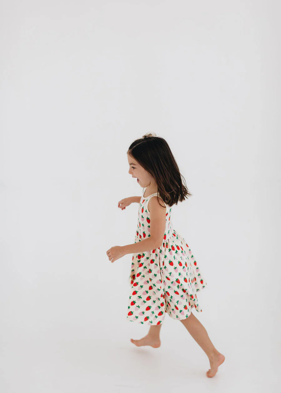 Sleeveless Twirl Dress in Strawberry Blush by Good Apples - Image 3