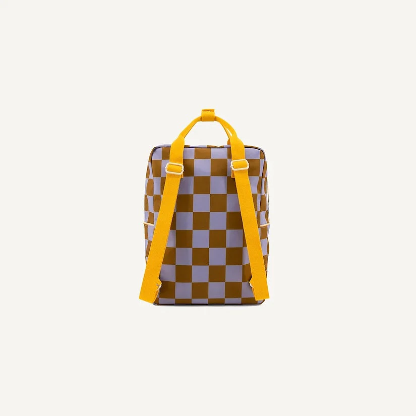 Small Farmhouse Checkerboard Backpack - Blooming Purple + Soil Green by Sticky Lemon - Image 2