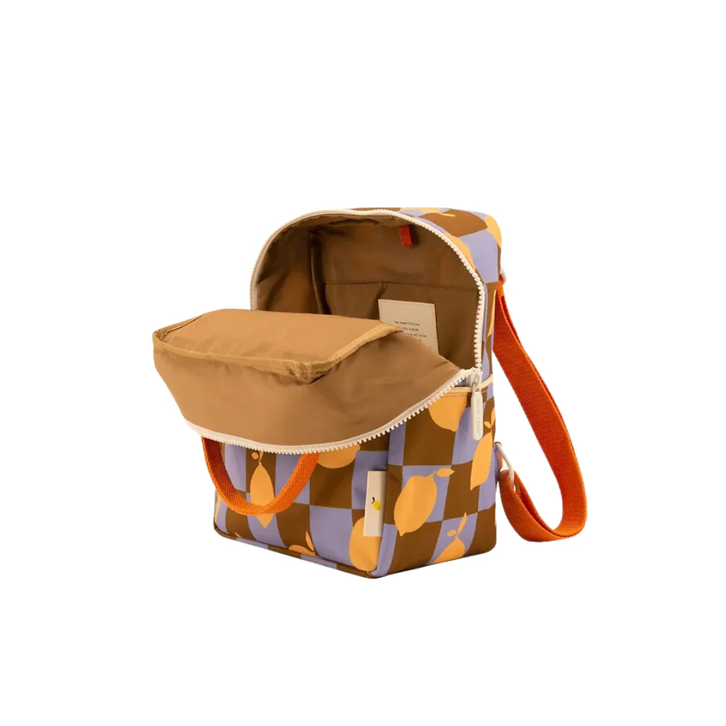 Small Farmhouse Checkerboard Backpack - Lemons by Sticky Lemon - Image 3