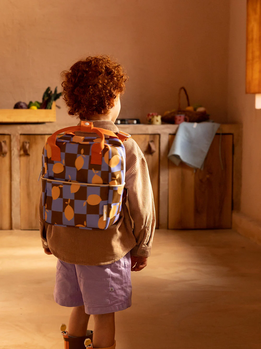 Small Farmhouse Checkerboard Backpack - Lemons by Sticky Lemon - Image 4