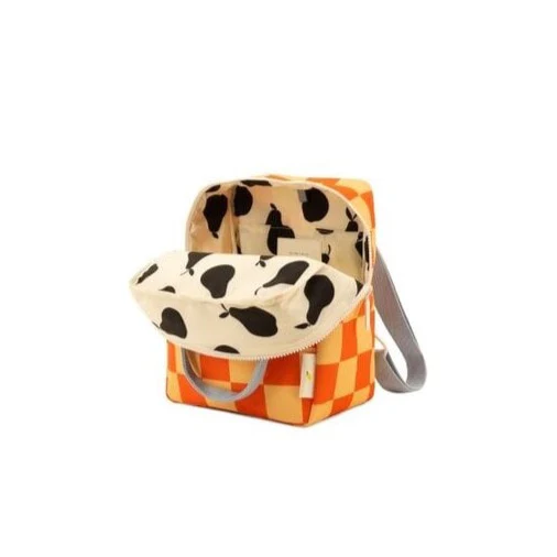 Small Farmhouse Checkerboard Backpack - Pear Jam + Ladybird Red by Sticky Lemon - Image 3