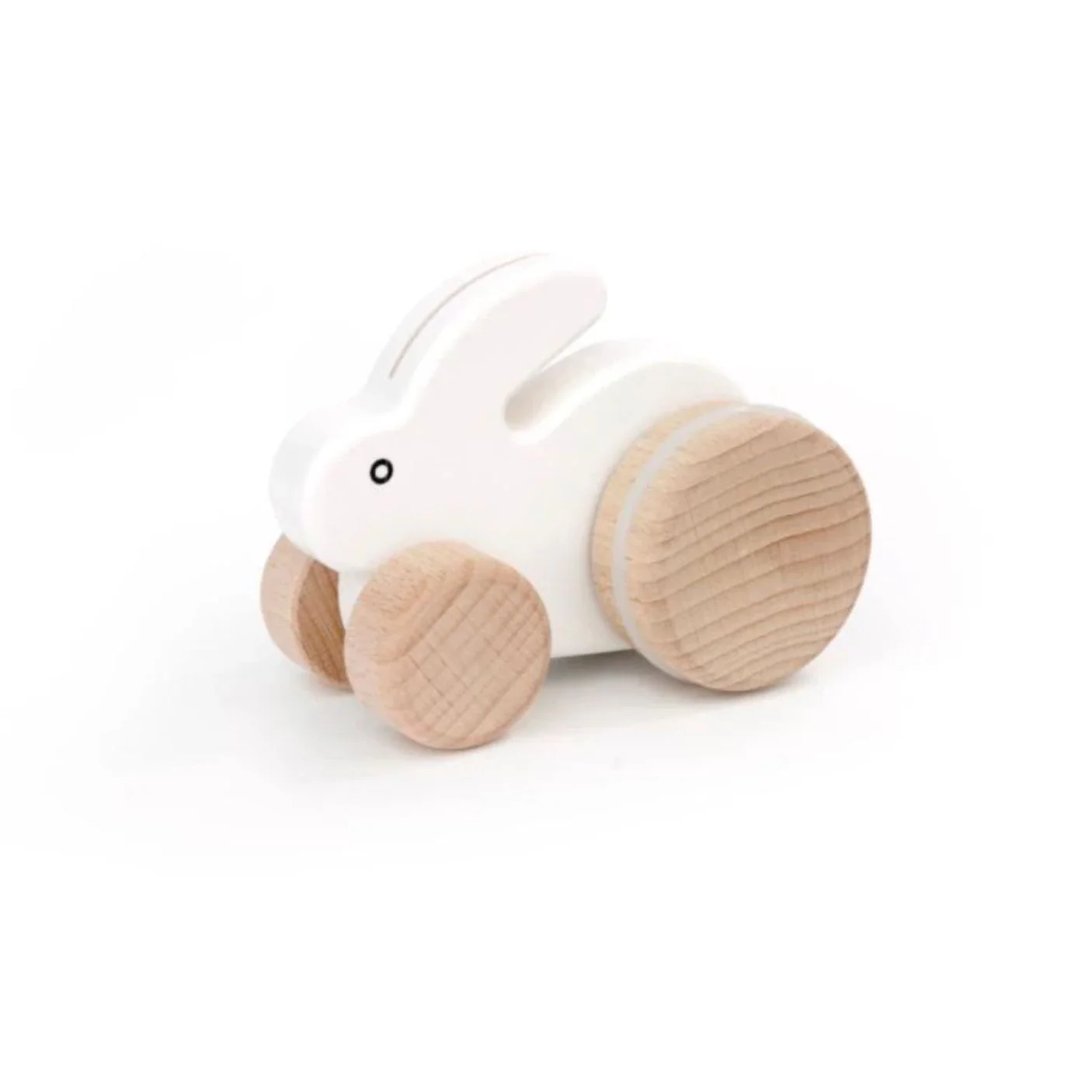 Small Hopping Rabbit Wooden Toy - White by Little Poland Gallery
