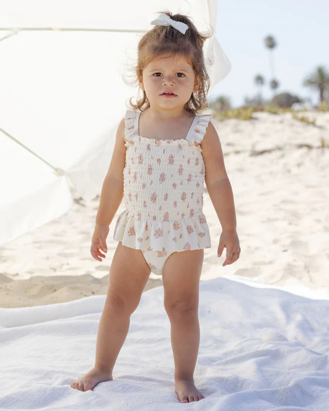 Smocked One-Piece Swimsuit - Garden Rose by Quincy Mae - Image 2