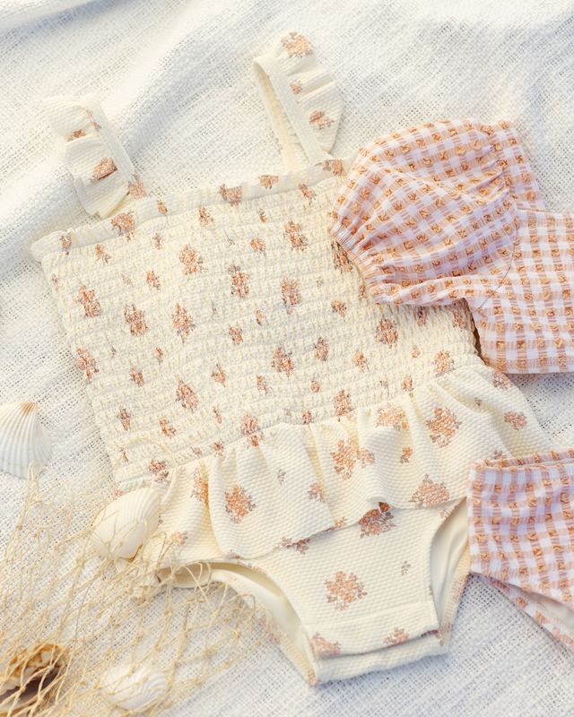 Smocked One-Piece Swimsuit - Garden Rose by Quincy Mae - Image 8