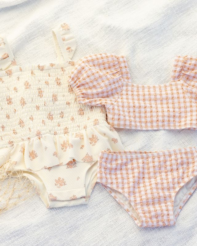 Smocked One-Piece Swimsuit - Garden Rose by Quincy Mae - Image 9