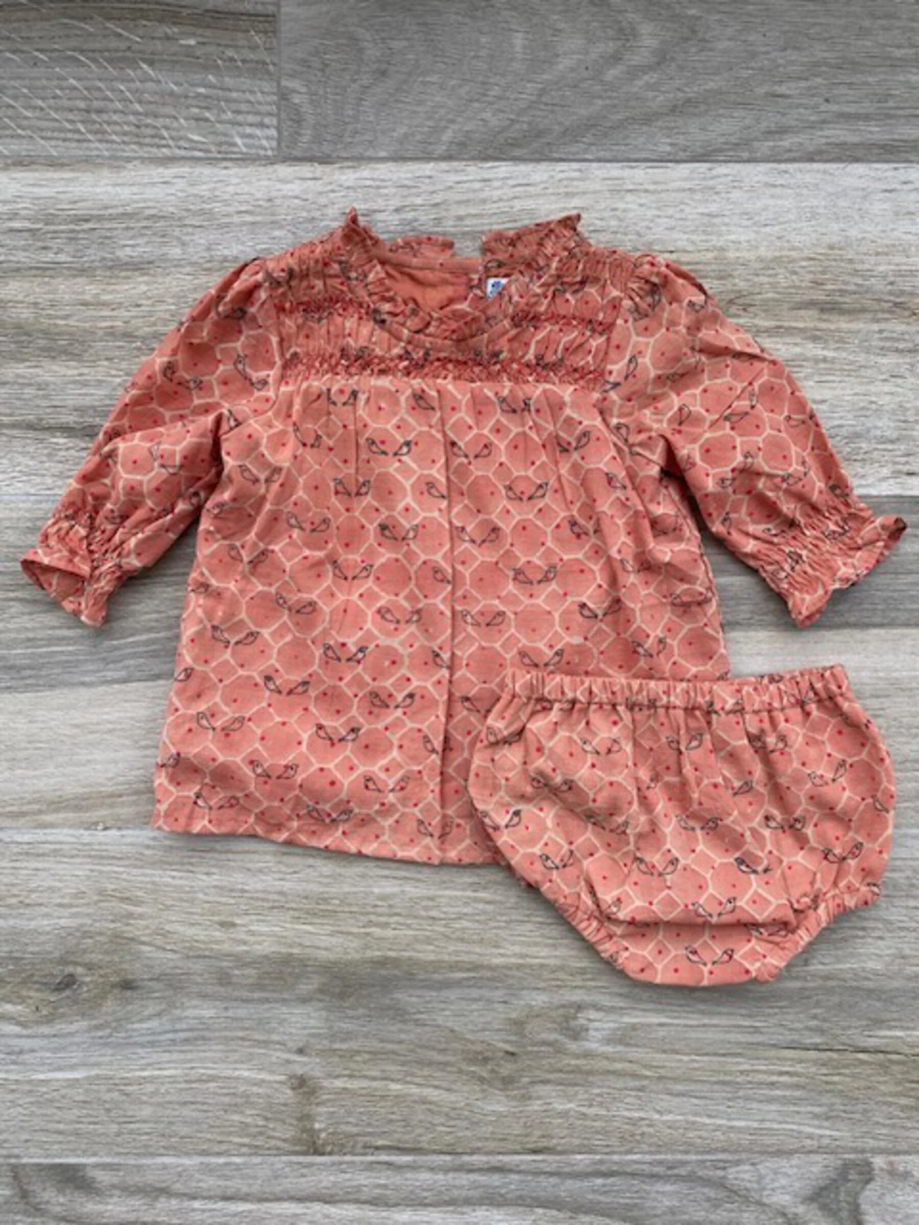 Smocked Santa Fe Dress - Coral Birds by Poppet & Fox - FINAL SALE - Image 3