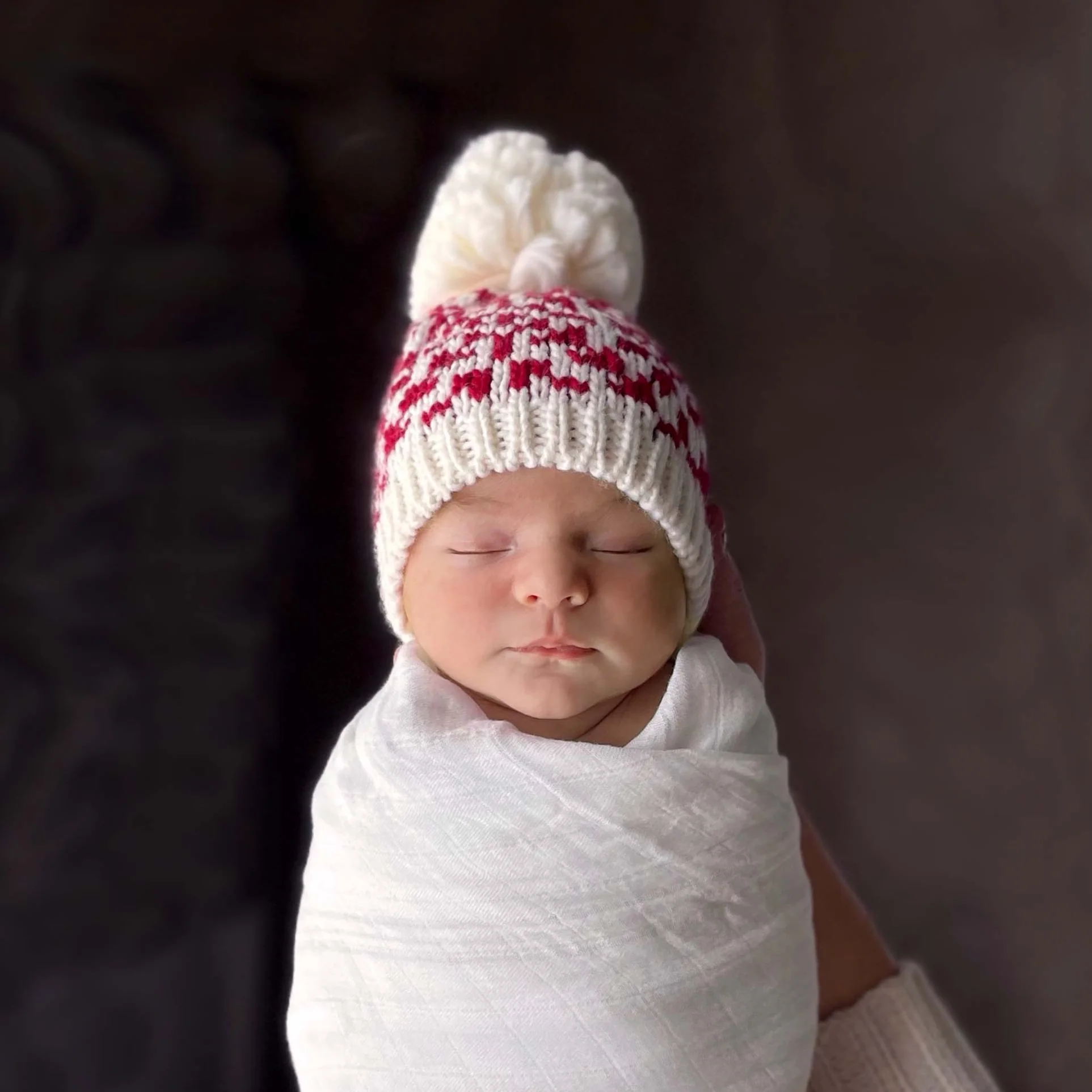Snowfall Hand Knit Hat - Red by The Blueberry Hill - Image 3