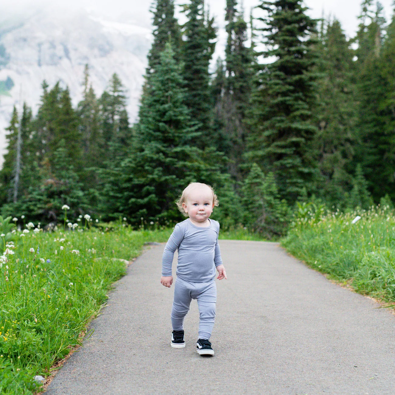 Solid Long Sleeve Toddler Pajama Set - Haze by Kyte Baby - Image 2