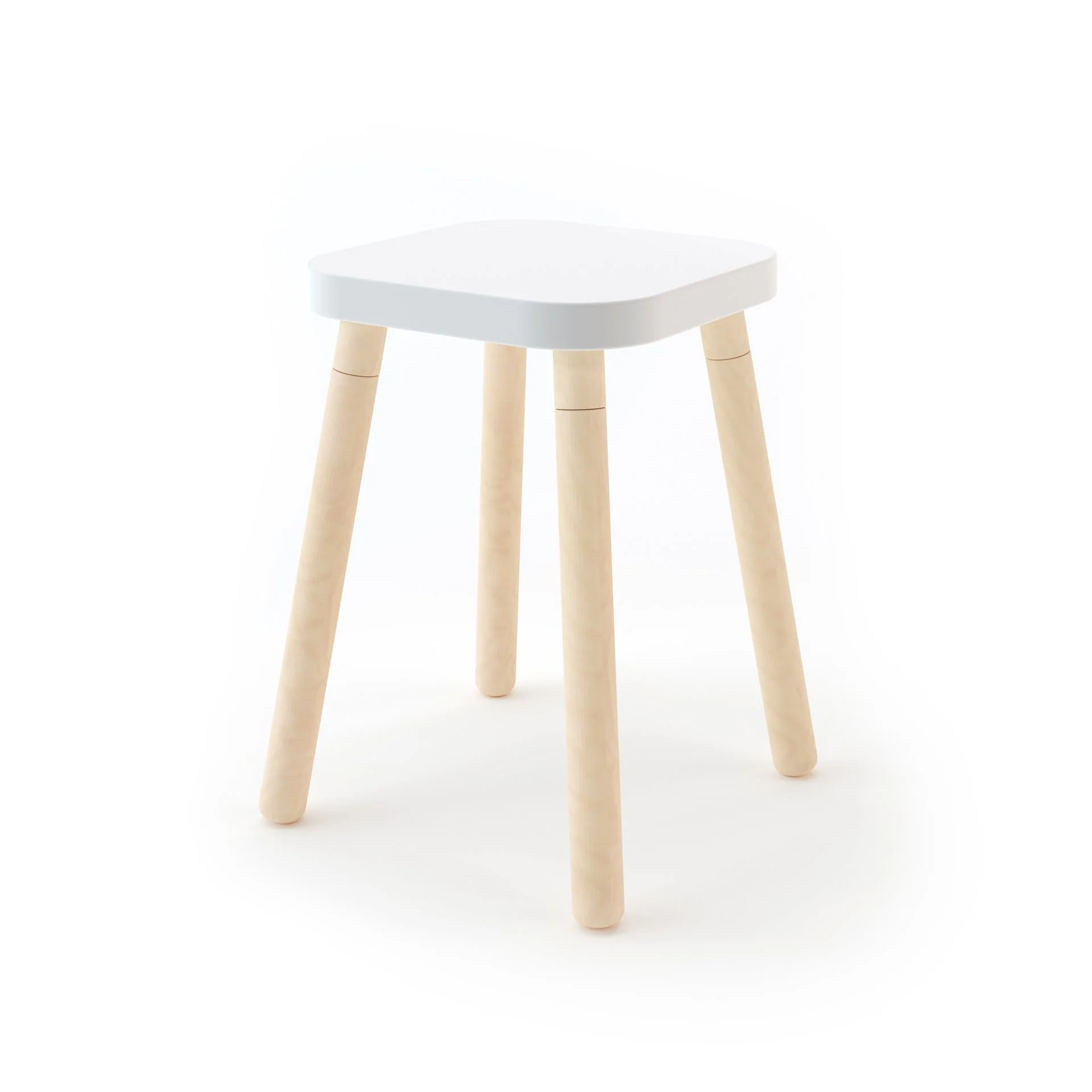 Square Stool - Birch / White by Oeuf - Image 2