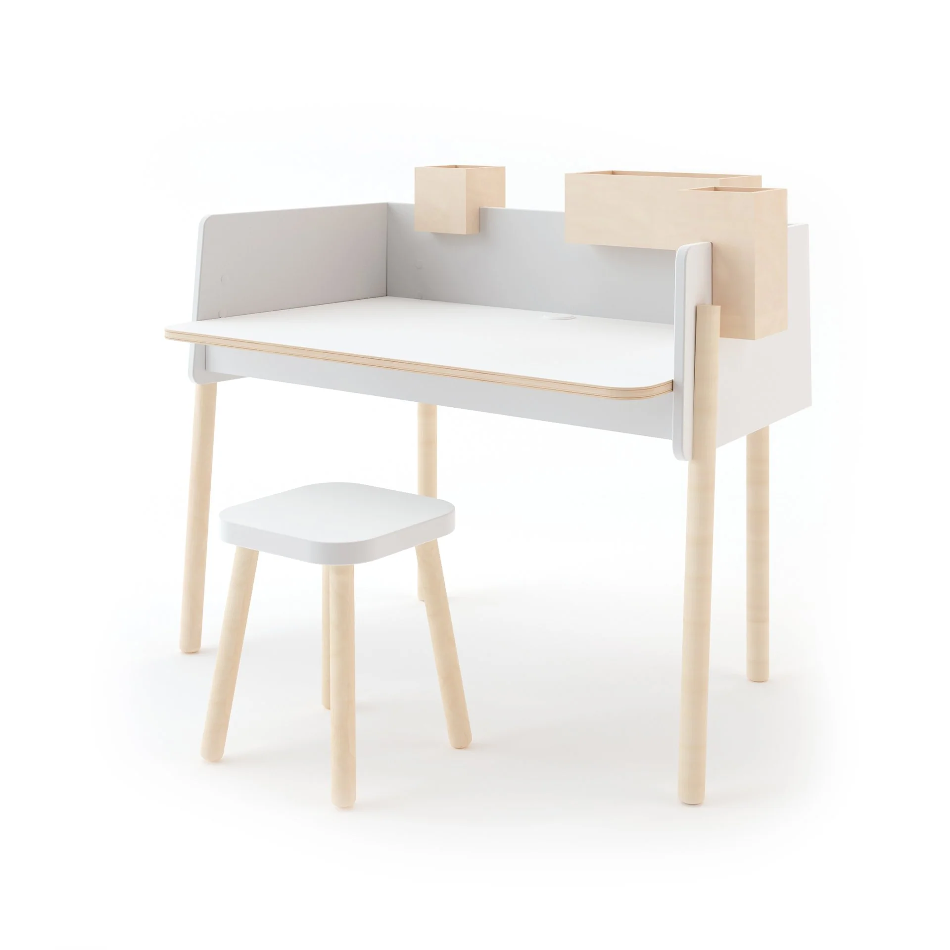 Square Stool - Birch / White by Oeuf - Image 3