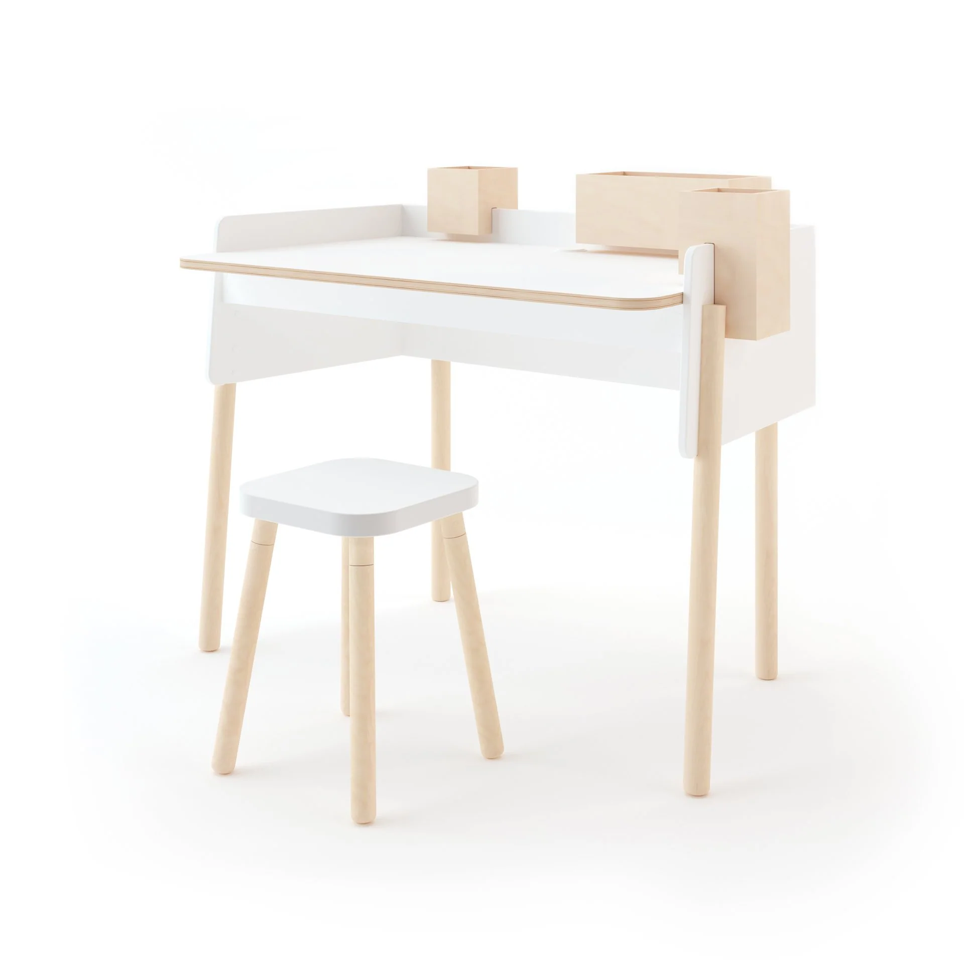 Square Stool - Birch / White by Oeuf - Image 4