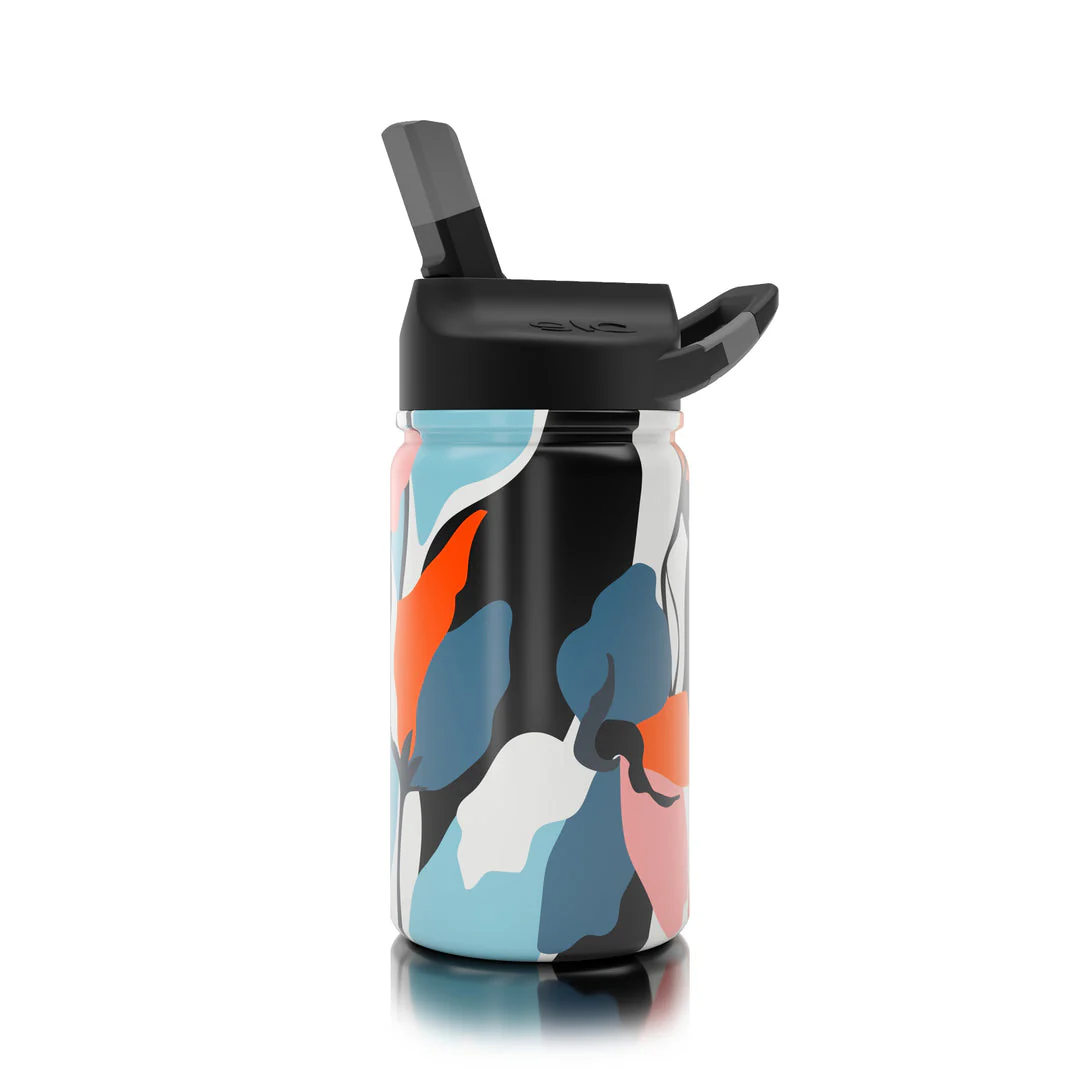 Stainless Steel Kids Water Bottle - Terra Cotta Flower 12 oz by SIC Cups