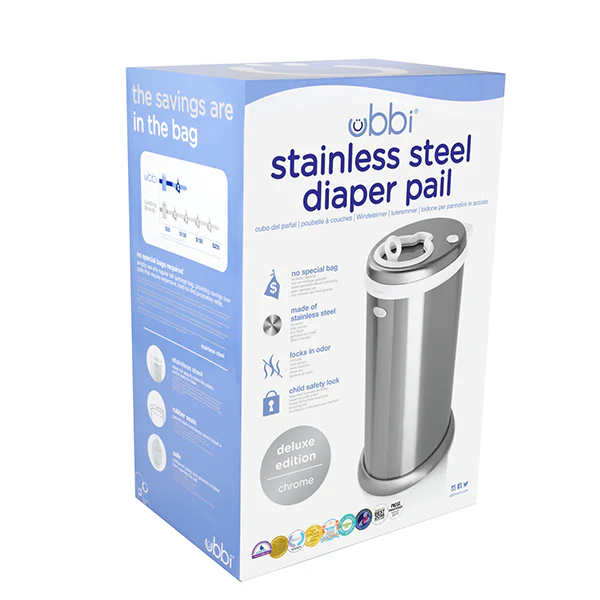 Steel Diaper Pail - Chrome by Ubbi - Image 2