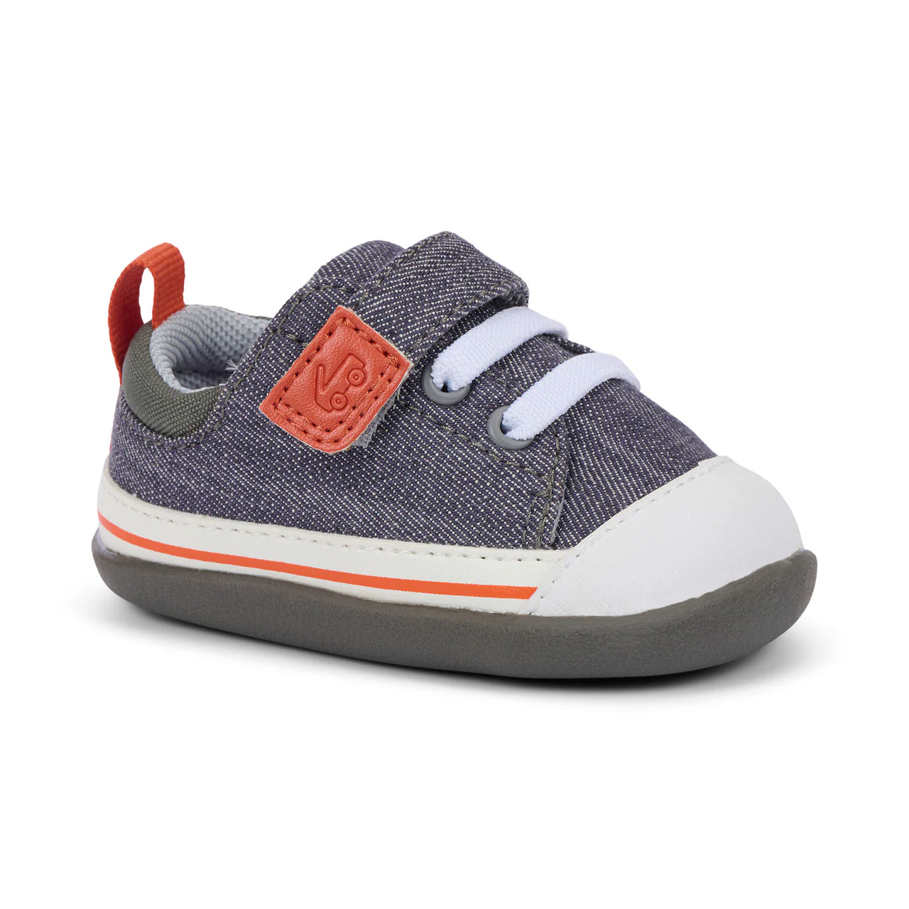 Stevie Mini First Walker Shoe - Gray Denim by See Kai Run