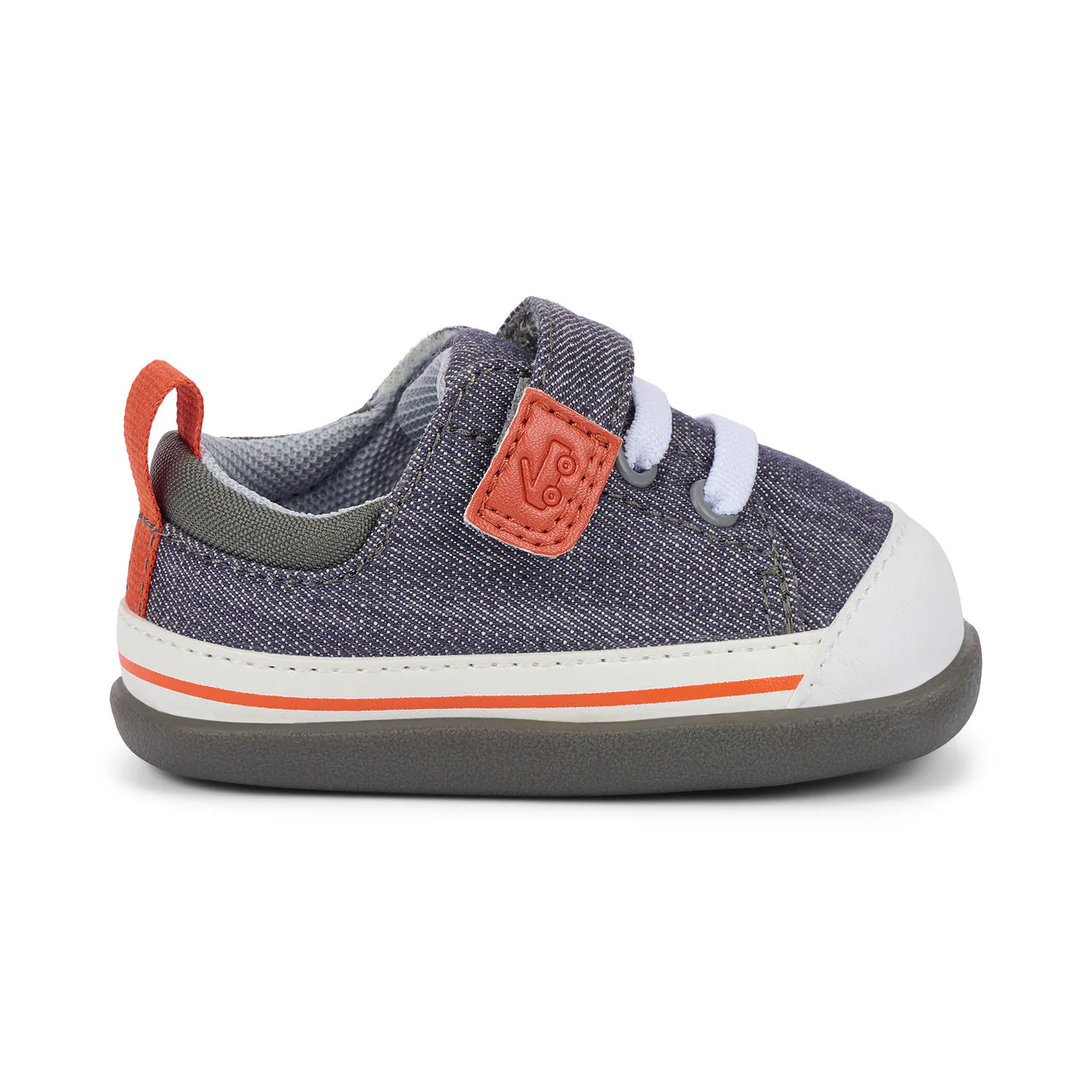 Stevie Mini First Walker Shoe - Gray Denim by See Kai Run - Image 3