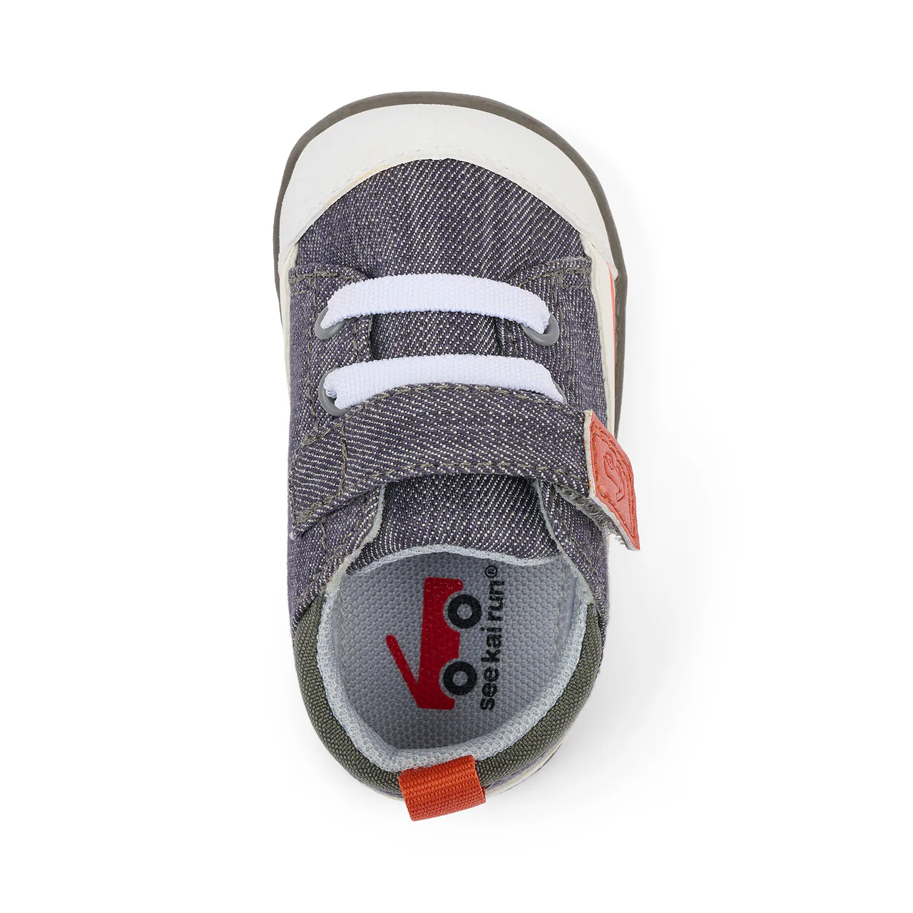 Stevie Mini First Walker Shoe - Gray Denim by See Kai Run - Image 4