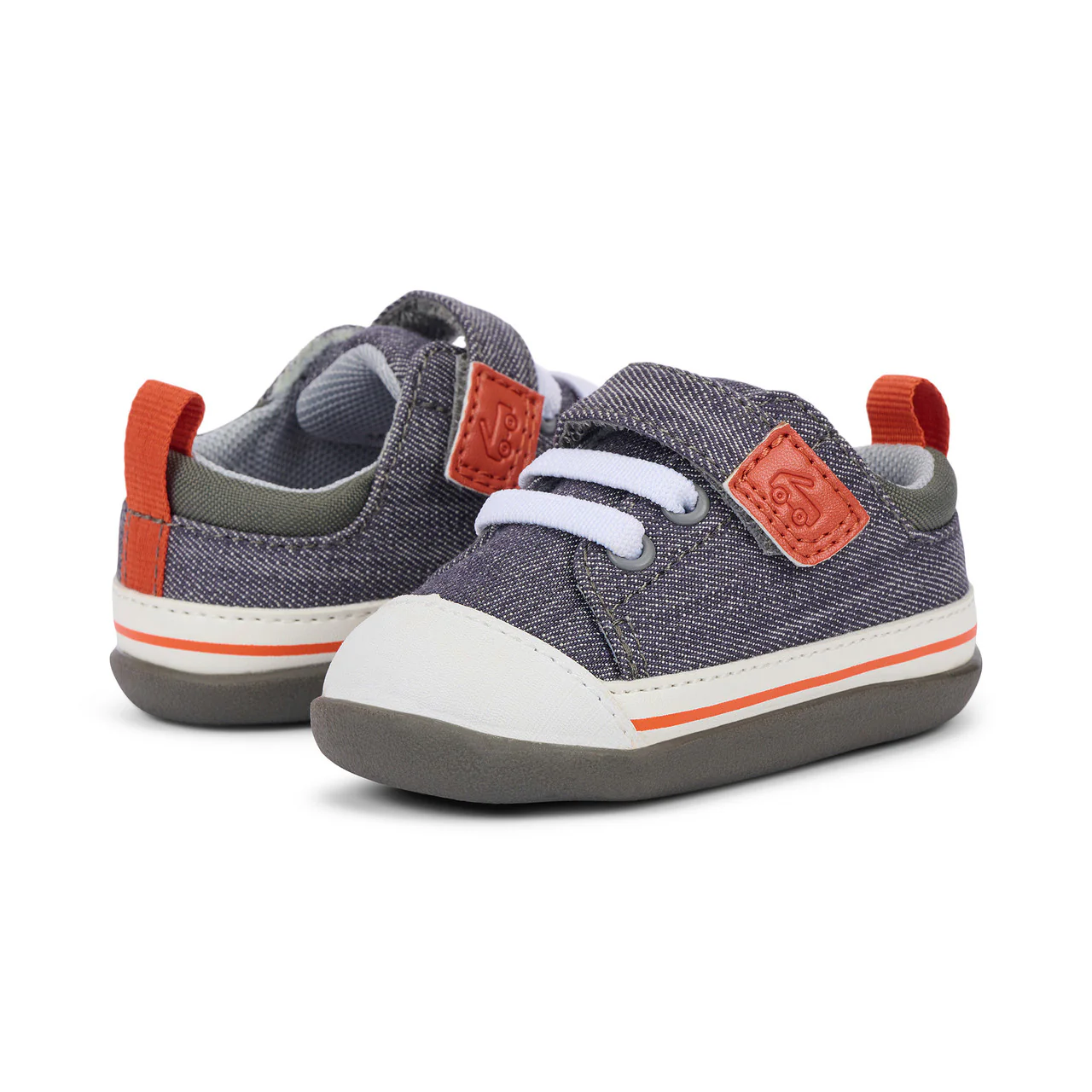 Stevie Mini First Walker Shoe - Gray Denim by See Kai Run - Image 6