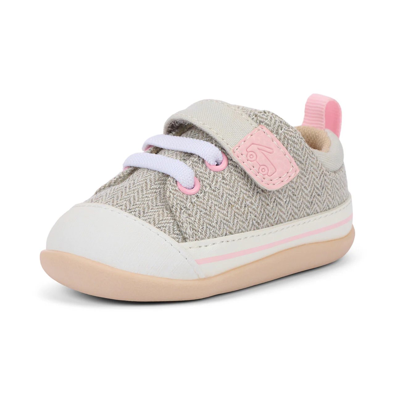 Stevie Mini First Walker Shoe - Gray Herringbone by See Kai Run - Image 6