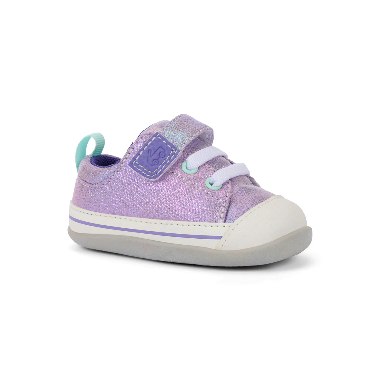 Stevie Mini First Walker Shoe - Purple Metallic by See Kai Run