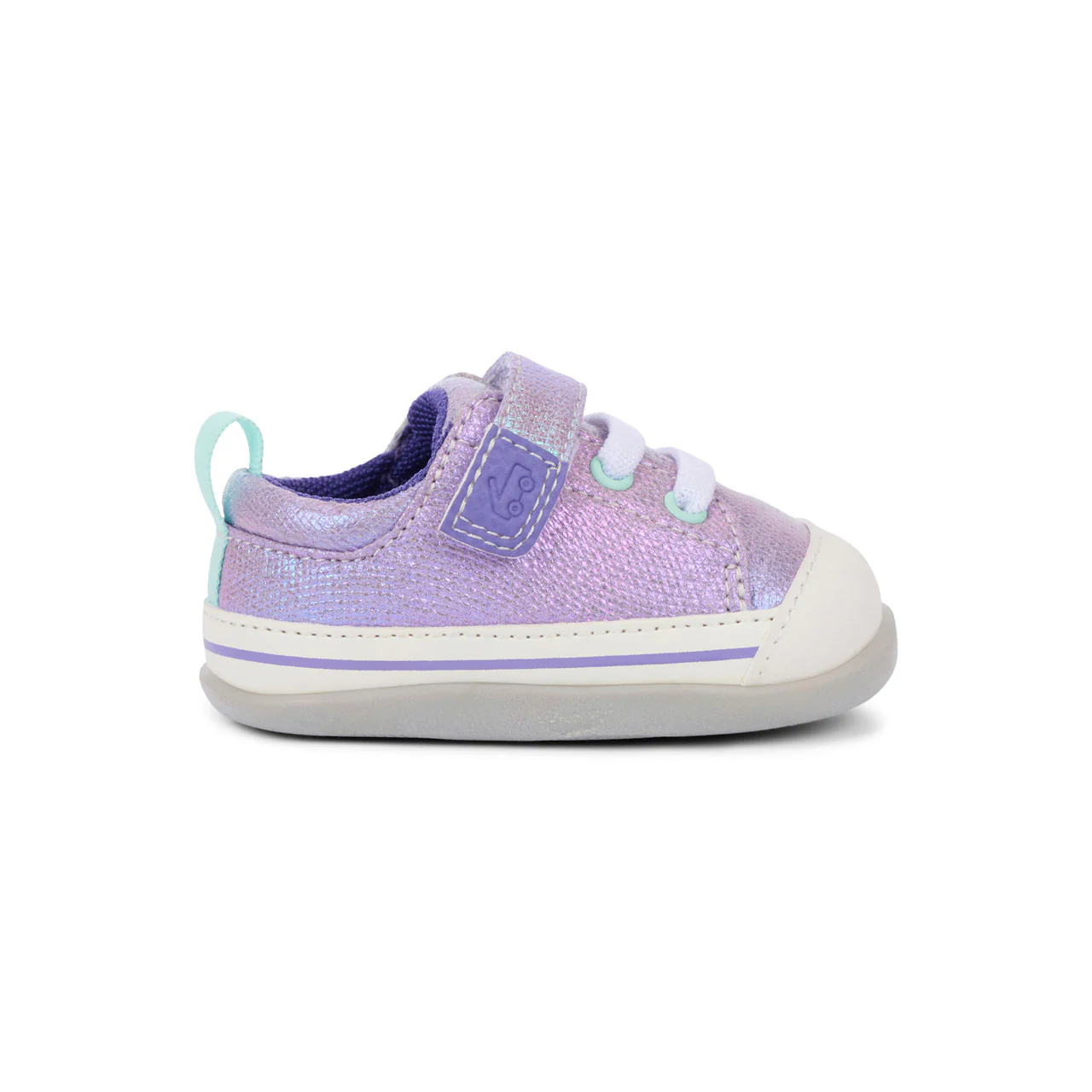 Stevie Mini First Walker Shoe - Purple Metallic by See Kai Run - Image 3