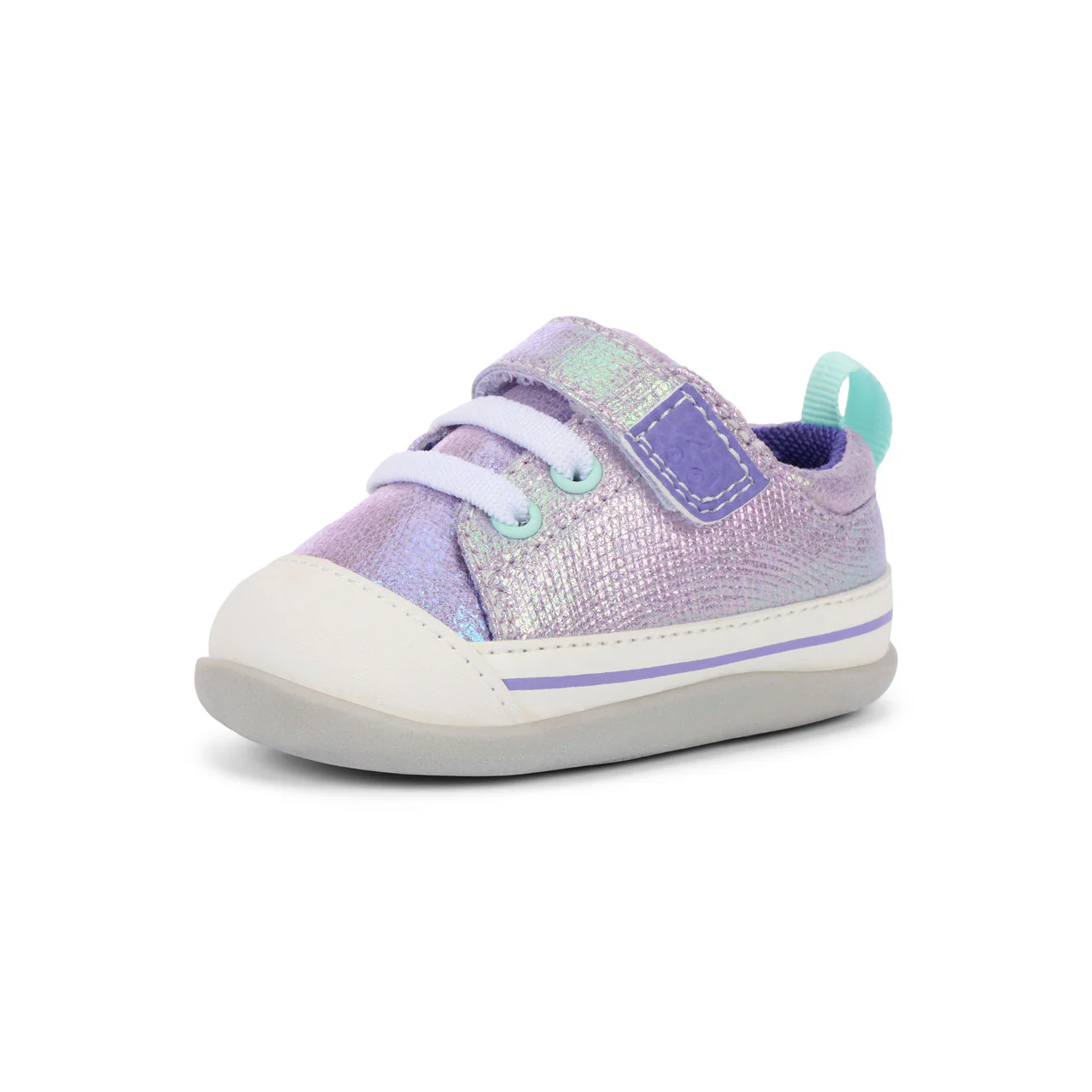 Stevie Mini First Walker Shoe - Purple Metallic by See Kai Run - Image 6