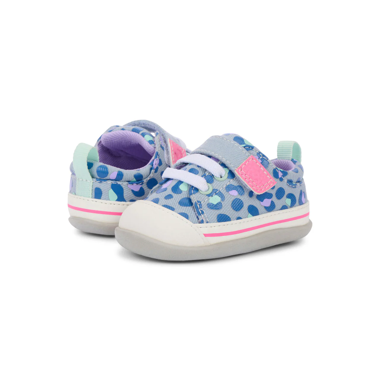 Stevie Mini First Walker Shoe - Sky Blue/Leopard by See Kai Run - Image 7
