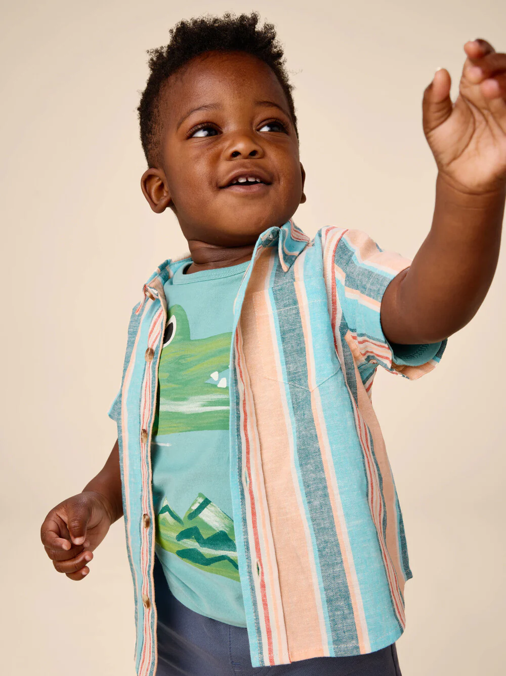 Stripe Button Up Woven Shirt - Cyan by Tea Collection - FINAL SALE - Image 11